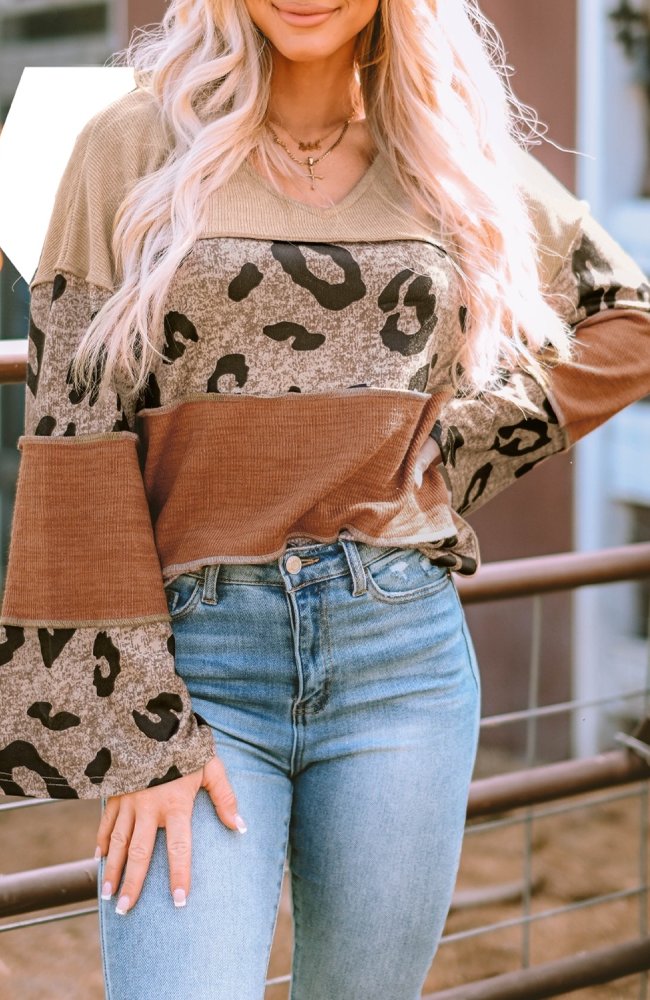 Patchwork Loose Sleeve Knit Top