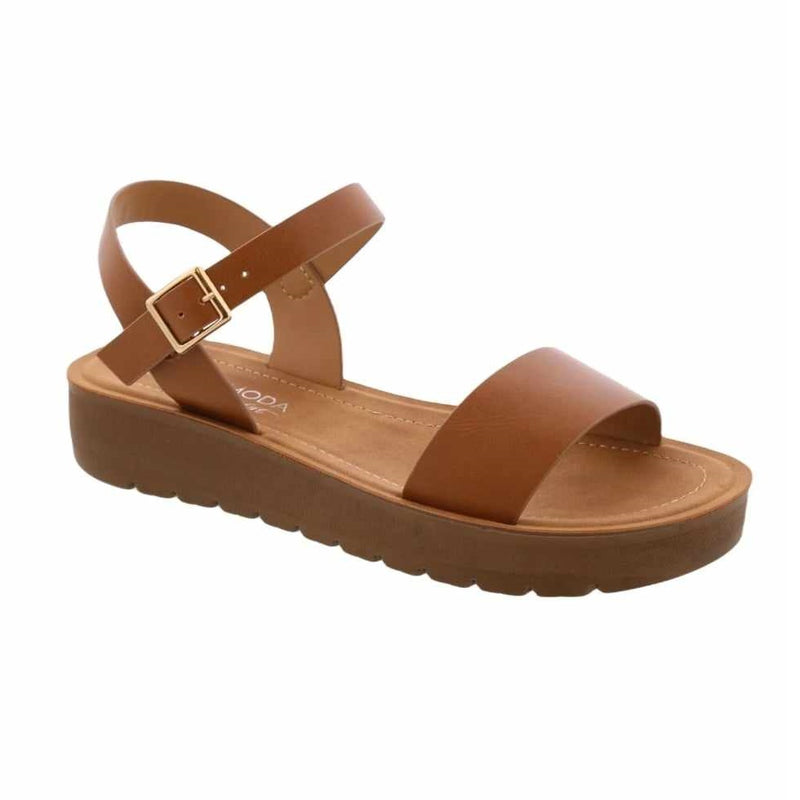 Tan Flat Platform Sandals