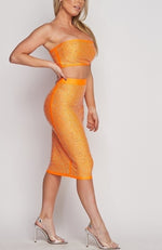 N. Orange Set Crop Top & Skirt