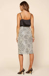 Champagne-Silver Sequin Below The Knee Skirt
