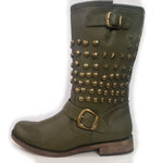 Military Green Studded Boots