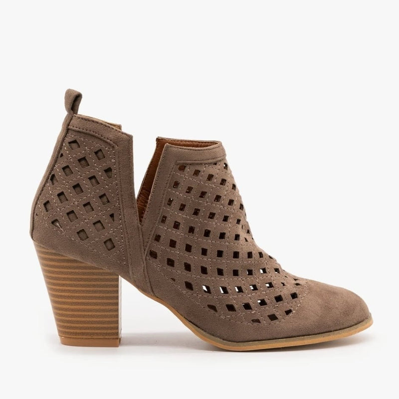 Taupe Lazer Cut Booties