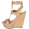 Natural Strappy Open Toe Wedges
