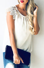 Casual Lace Short Sleeve Top