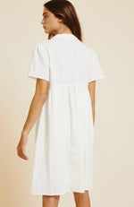 White Slit Collar Dress