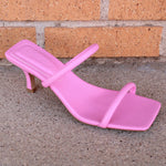 Light Pink Thin Double Strap Sandal Heel