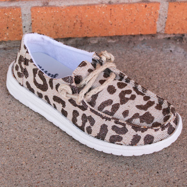 Beige & Cheetah Print Sneakers