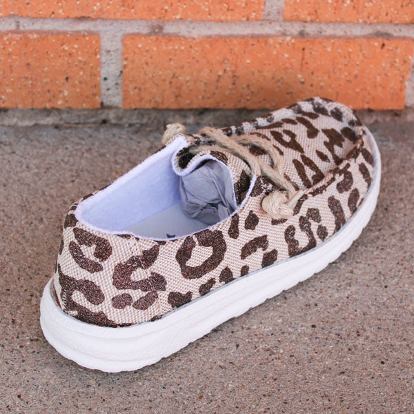 Beige & Cheetah Print Sneakers