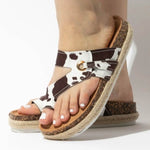 Tan Cow Print Sandals