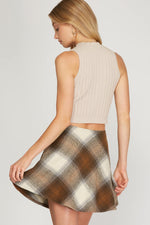 Plaid Caramel Mini Skirt
