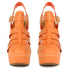 Peach Strappy Round Toe Wedges