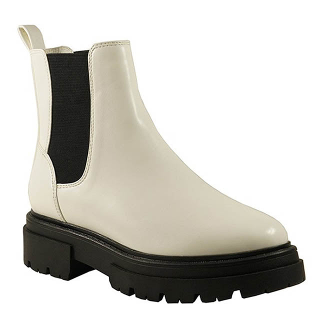 White Combat Chunky Heel Boots